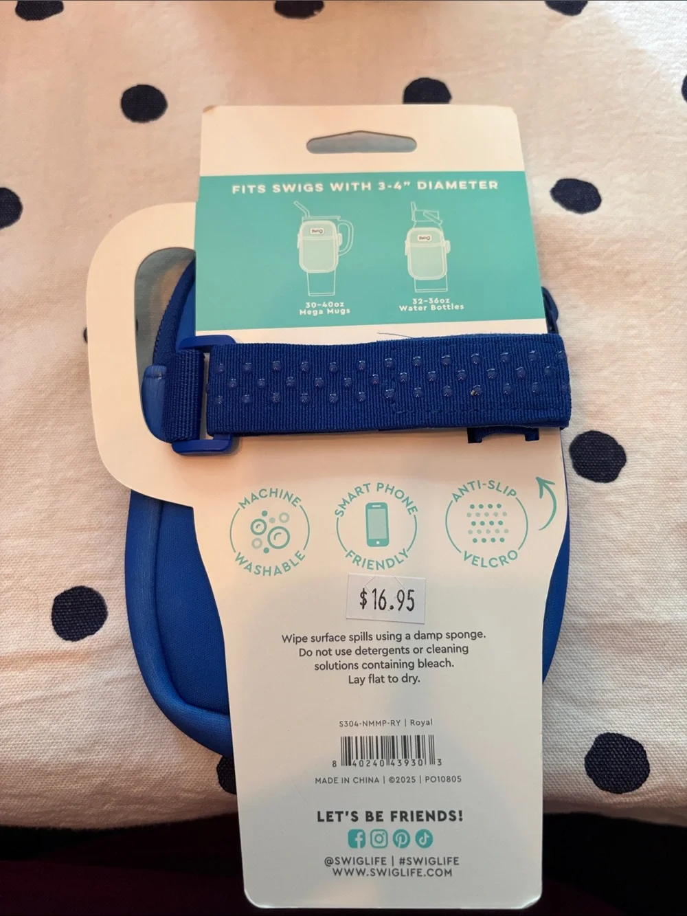 Swig Life Blue Neoprene phone Sleeve with Zipper